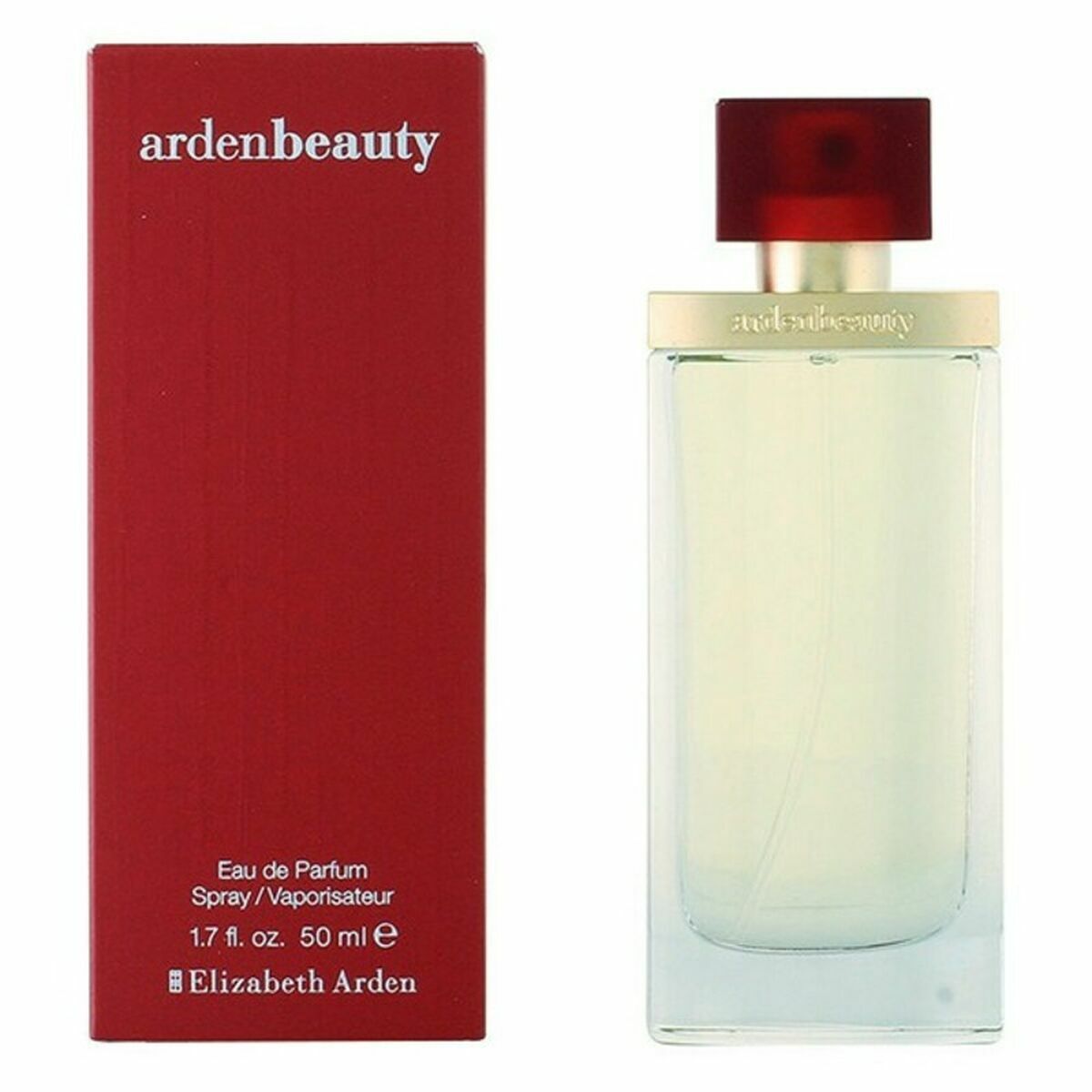Parfum Femme Elizabeth Arden Ardenbeauty EDP 50 ml avec emballage rouge, bouteille élégante et vaporisateur.