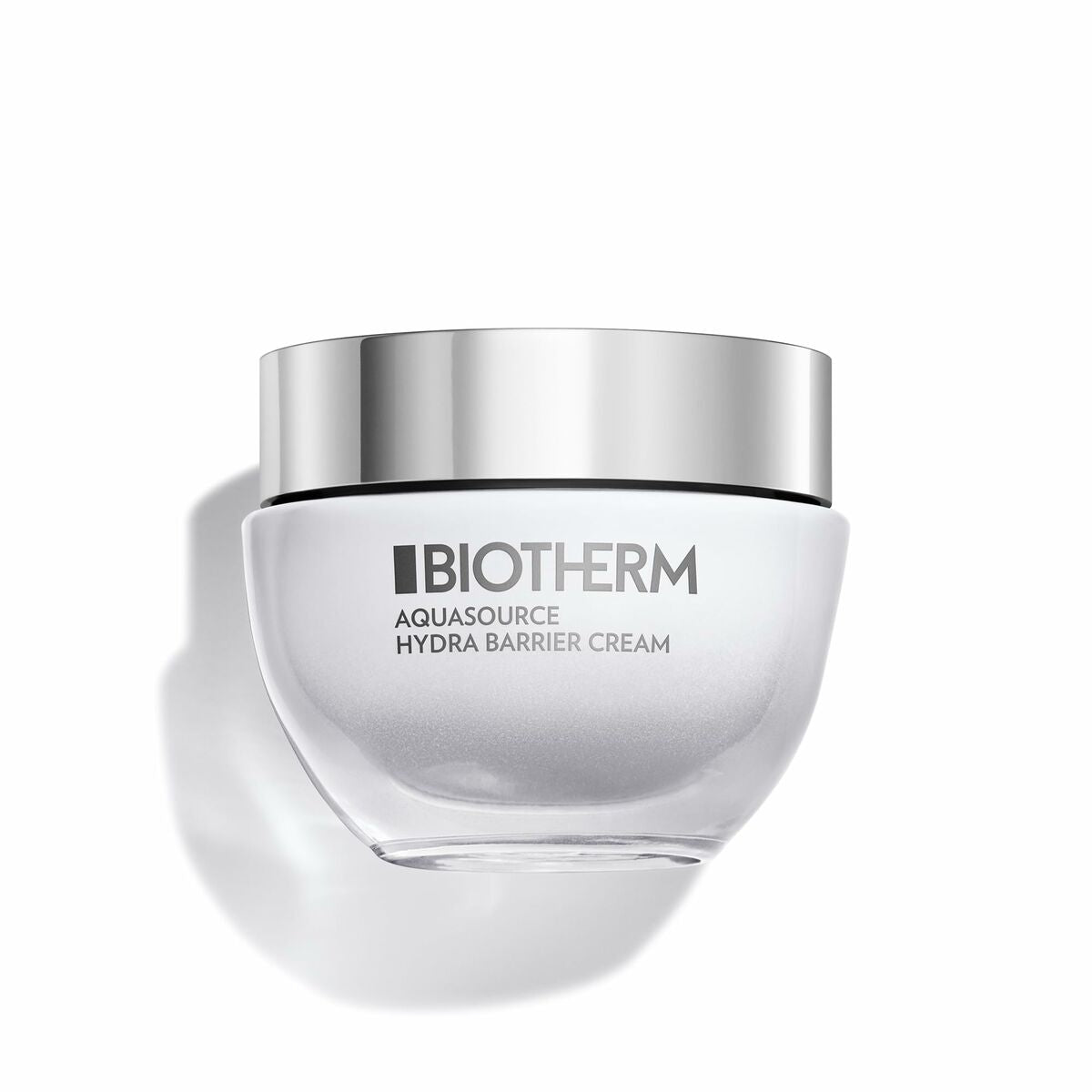Crème visage Biotherm AQUASOURCE 50 ml, crème hydratante pour peau sensible, pot élégant avec couvercle argenté.