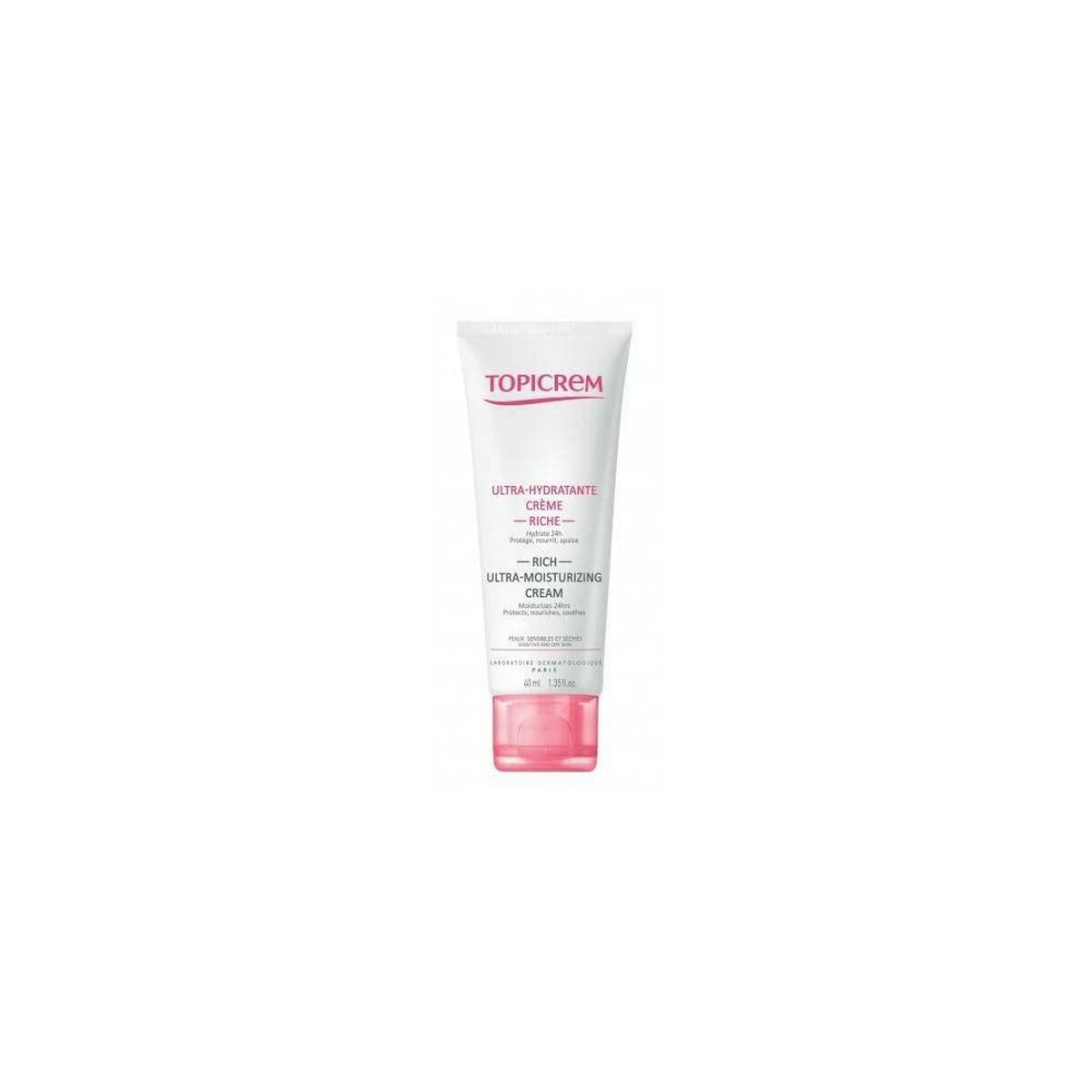 Tube of Topicrem Ultra-Moisturizing Cream for face and body, designed for optimal hydration and skin care.