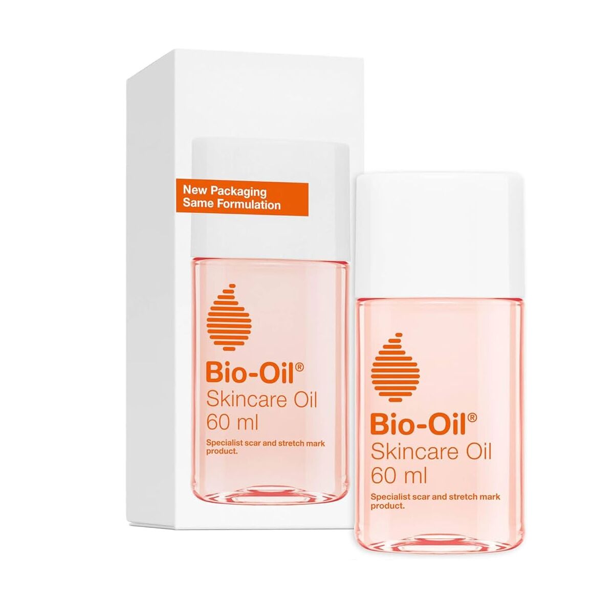 Bio-Oil skincare oil 60 ml packaging for stretch marks and scars, perfect for all skin types.
