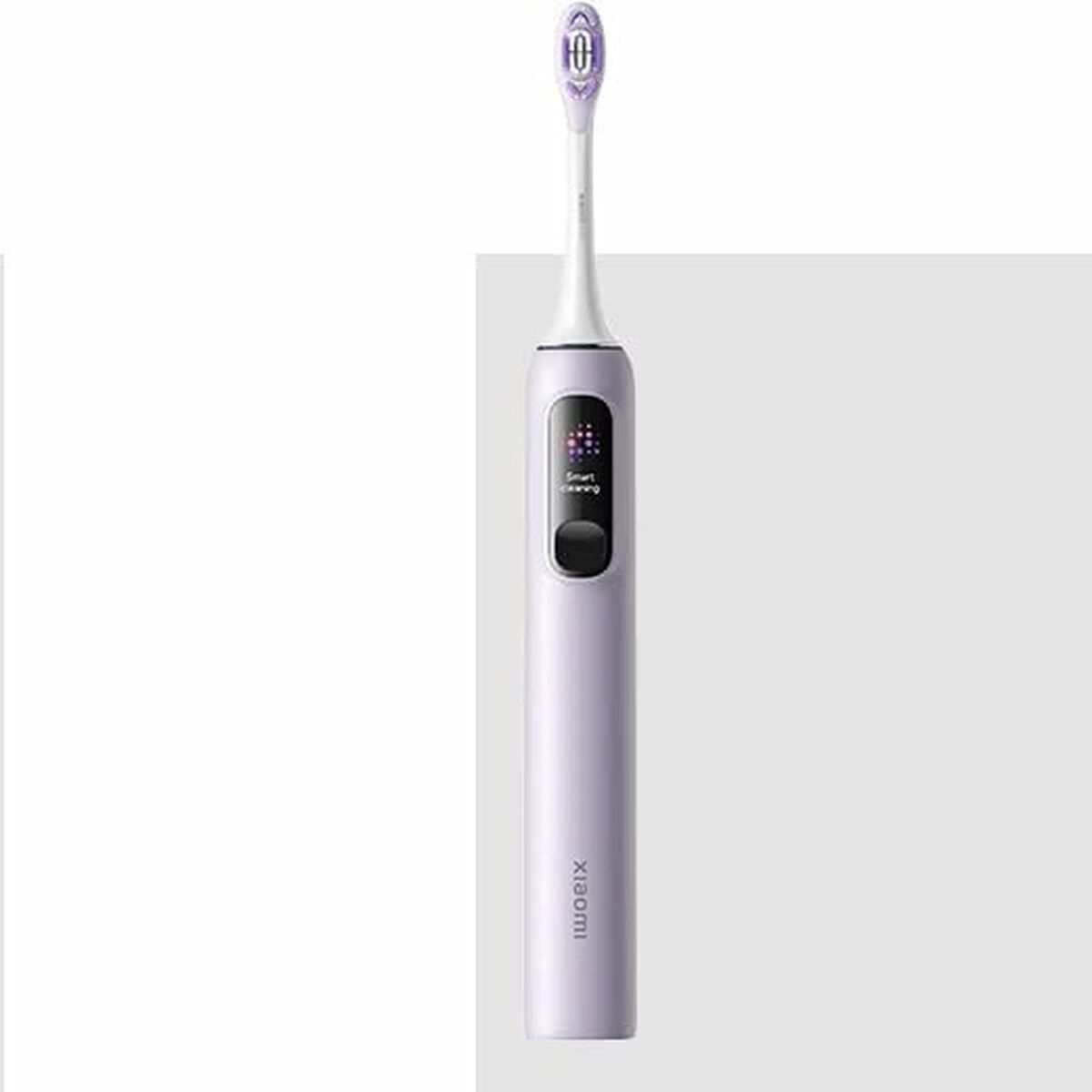 Brosse à dents électrique Xiaomi pourpre avec tête oscillante et écran de vitesse réglable.