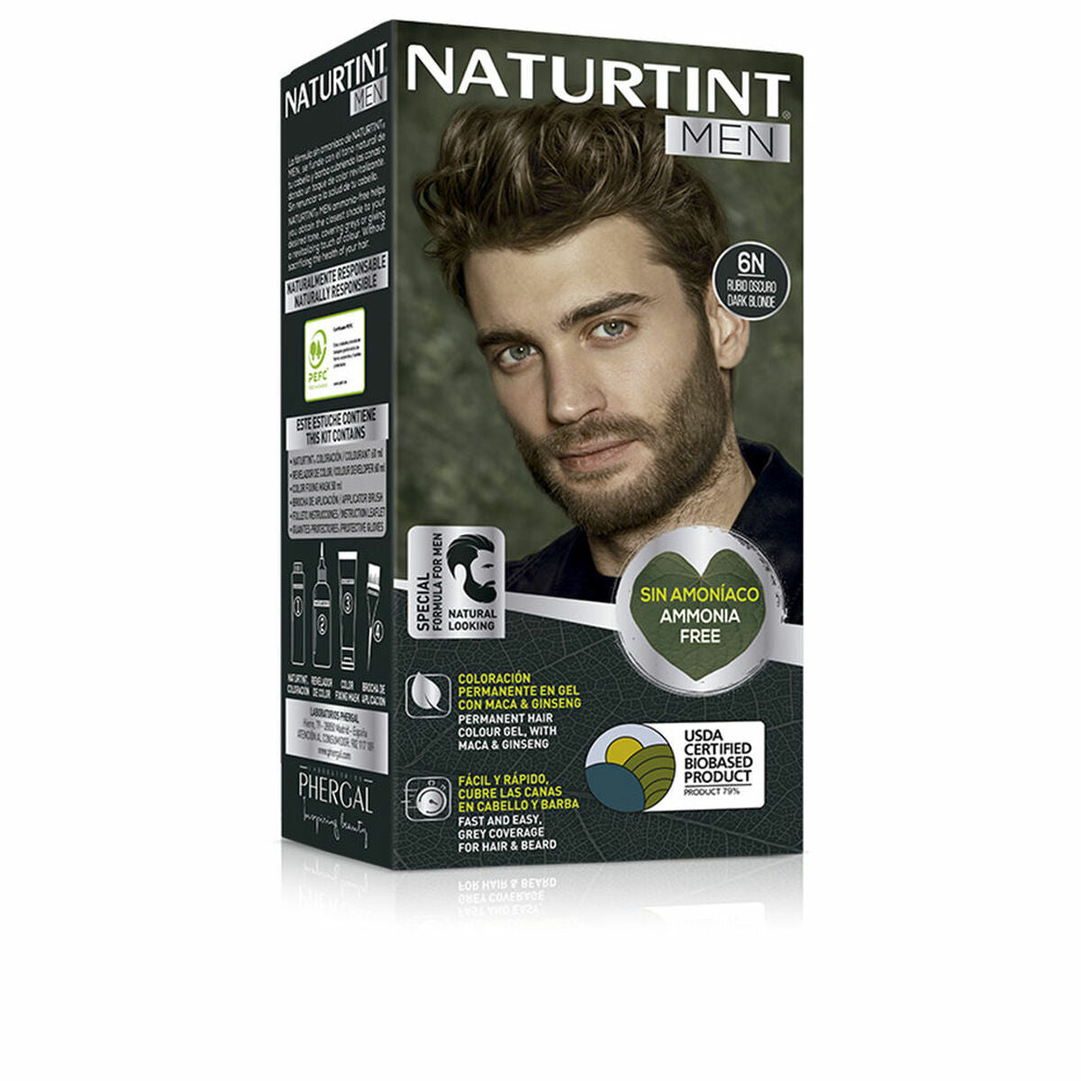 Teinture permanente Naturtint MEN 6-rubio oscuro, couleur sombre, sans ammoniaque, pour hommes, produit naturel de coloration