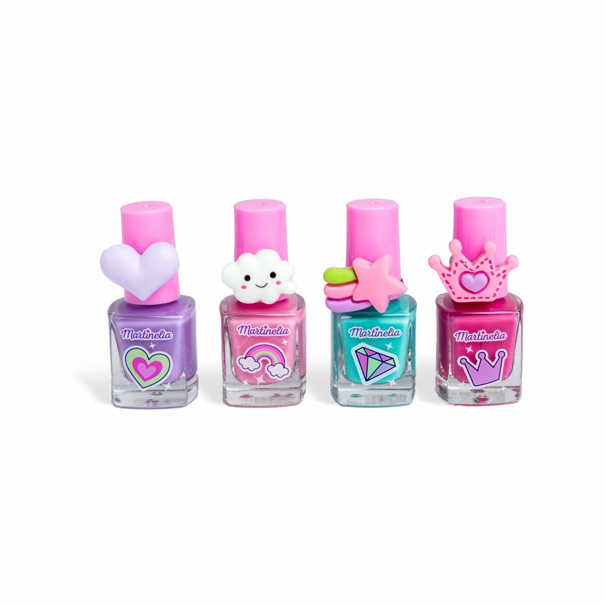 Vernis à ongles Martinelia SUPER GIRL en quatre couleurs avec motifs amusants, parfaits pour booster votre sex-appeal.