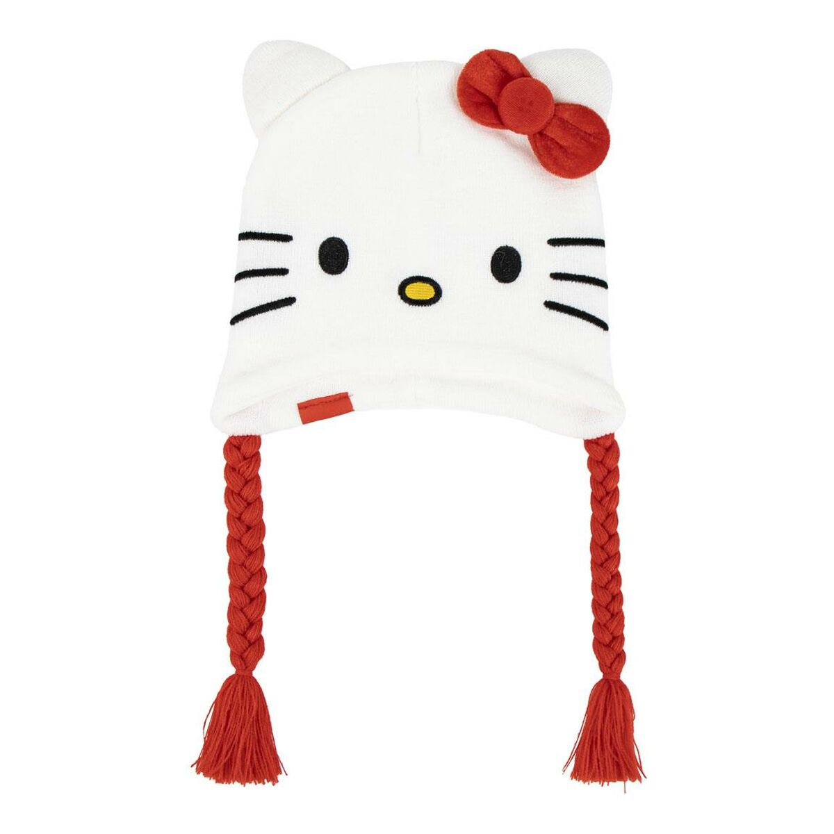 Bonnet de Douche Hello Kitty Blanc en acrylique avec oreilles et nœud rouge, parfait pour les enfants.