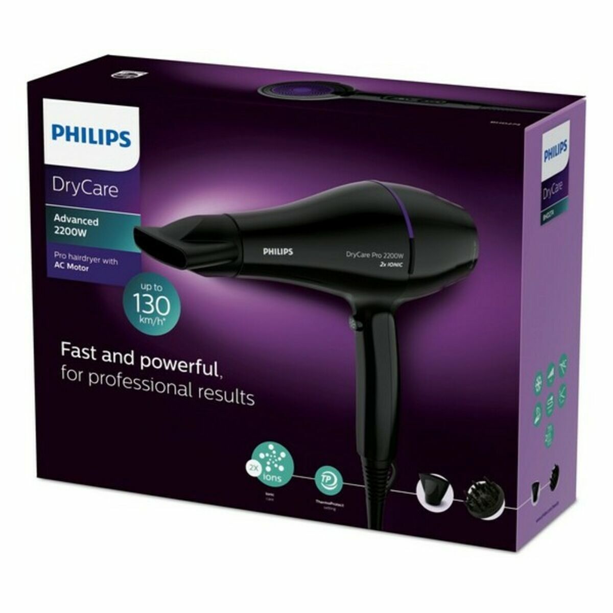 Sèche-cheveux Philips BHD274/00, 2200 W, rapide et puissant, destiné à un usage professionnel.
