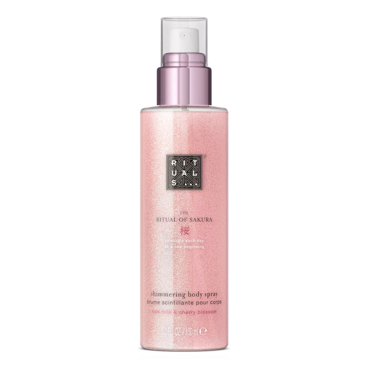 Body Mist Rituals The Ritual of Sakura 150 ml, unisex shimmering body spray with cherry blossom scent.