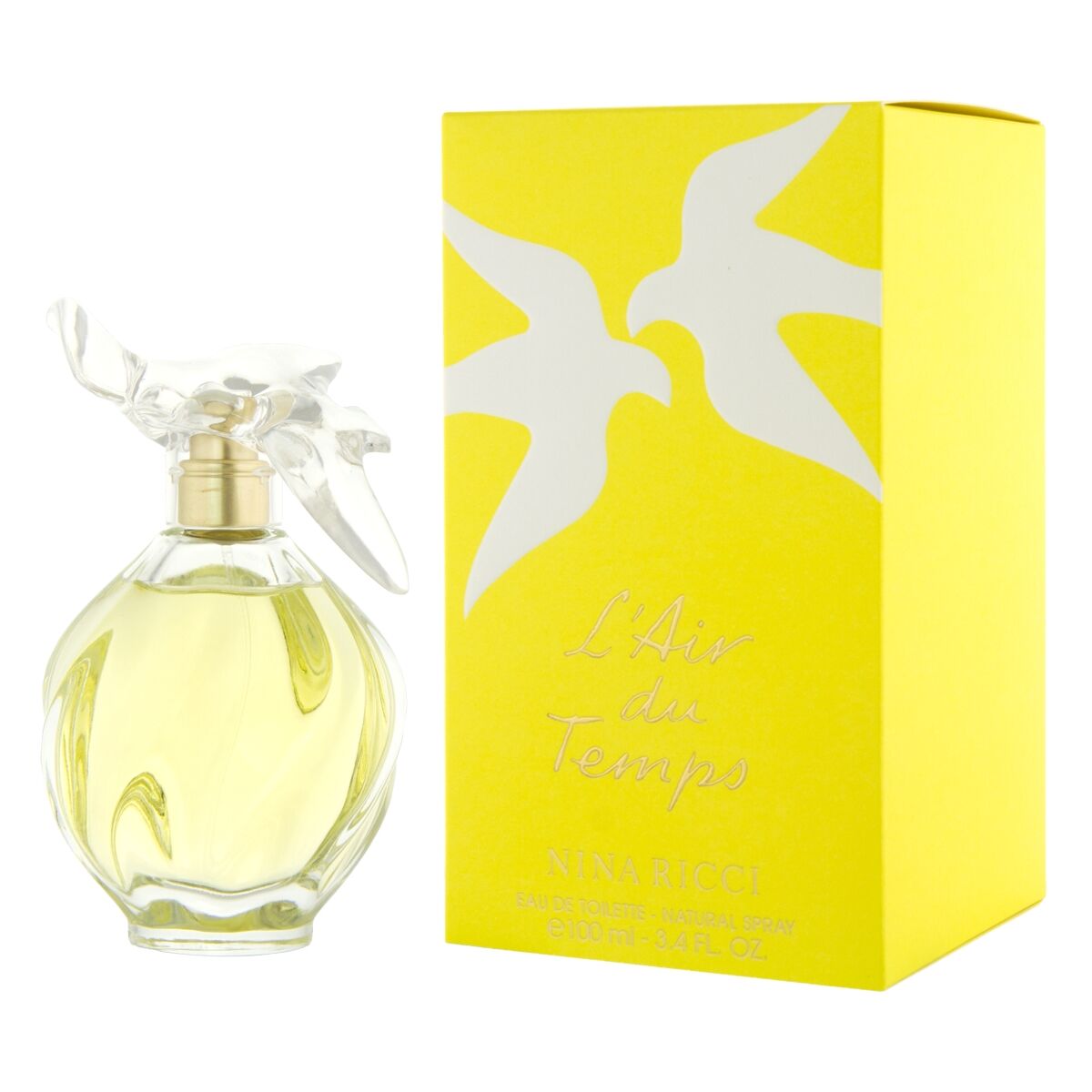Parfum Femme Nina Ricci 0065068154 EDT L'air Du Temps 100 ml avec flacon élégant et boîte jaune.