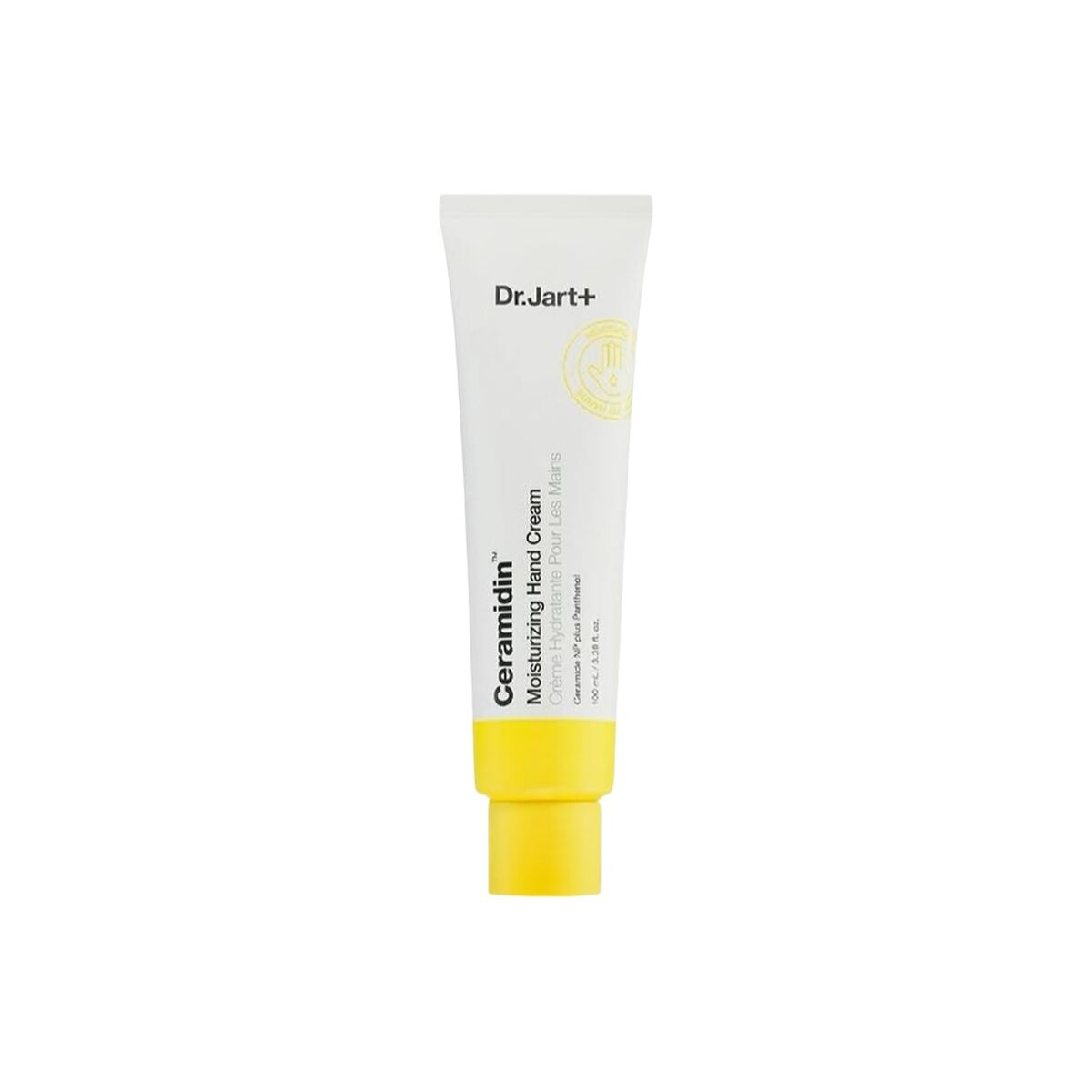 Lotion mains Dr.Jart+ Ceramidin 100 ml, crème hydratante unisexe, végan et sans parfum, pour des mains doux.